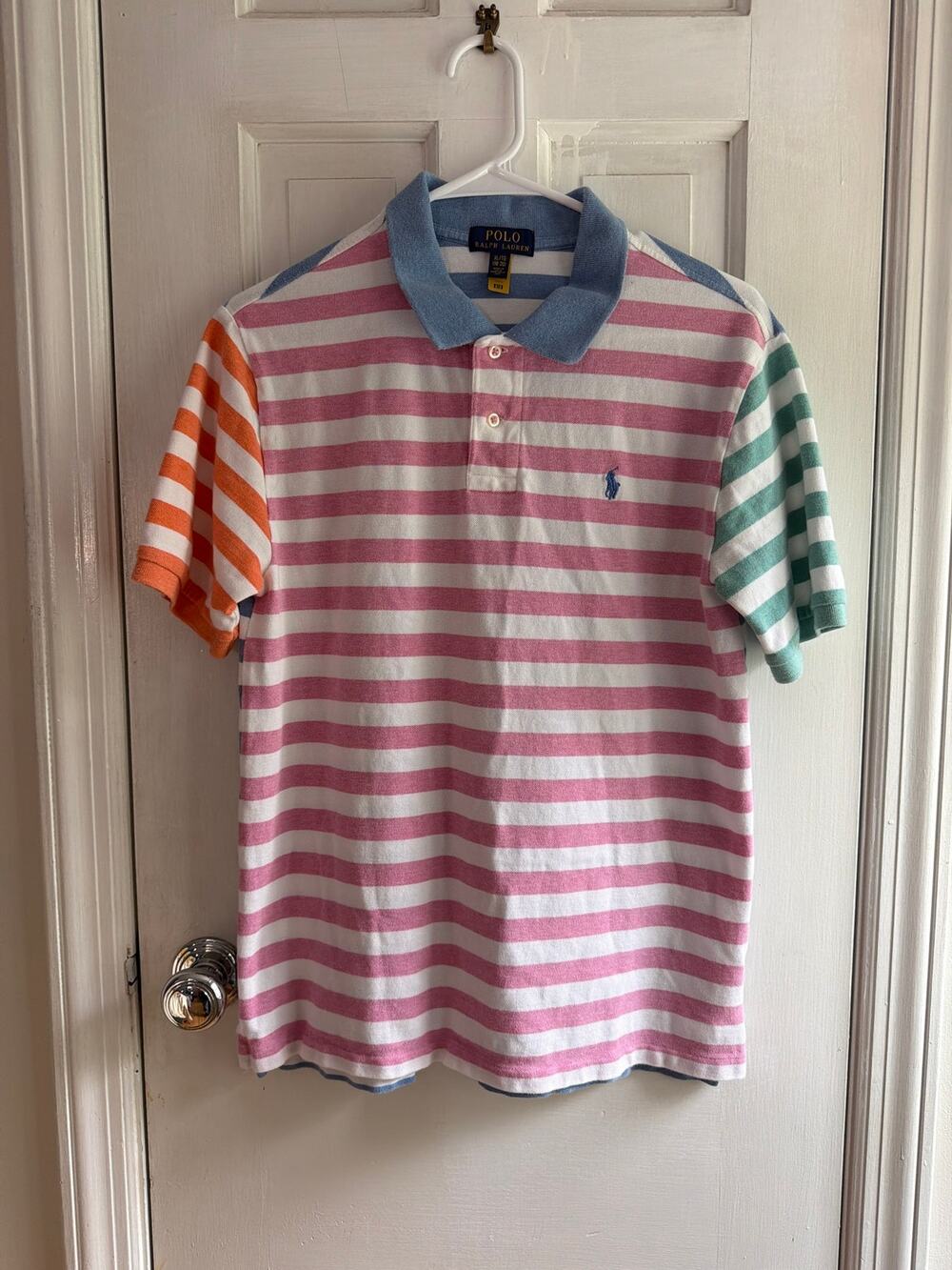 Polo Ralph Lauren Pink, Blue, Green Multicolor Stripe Polo Shirt Blue Pony